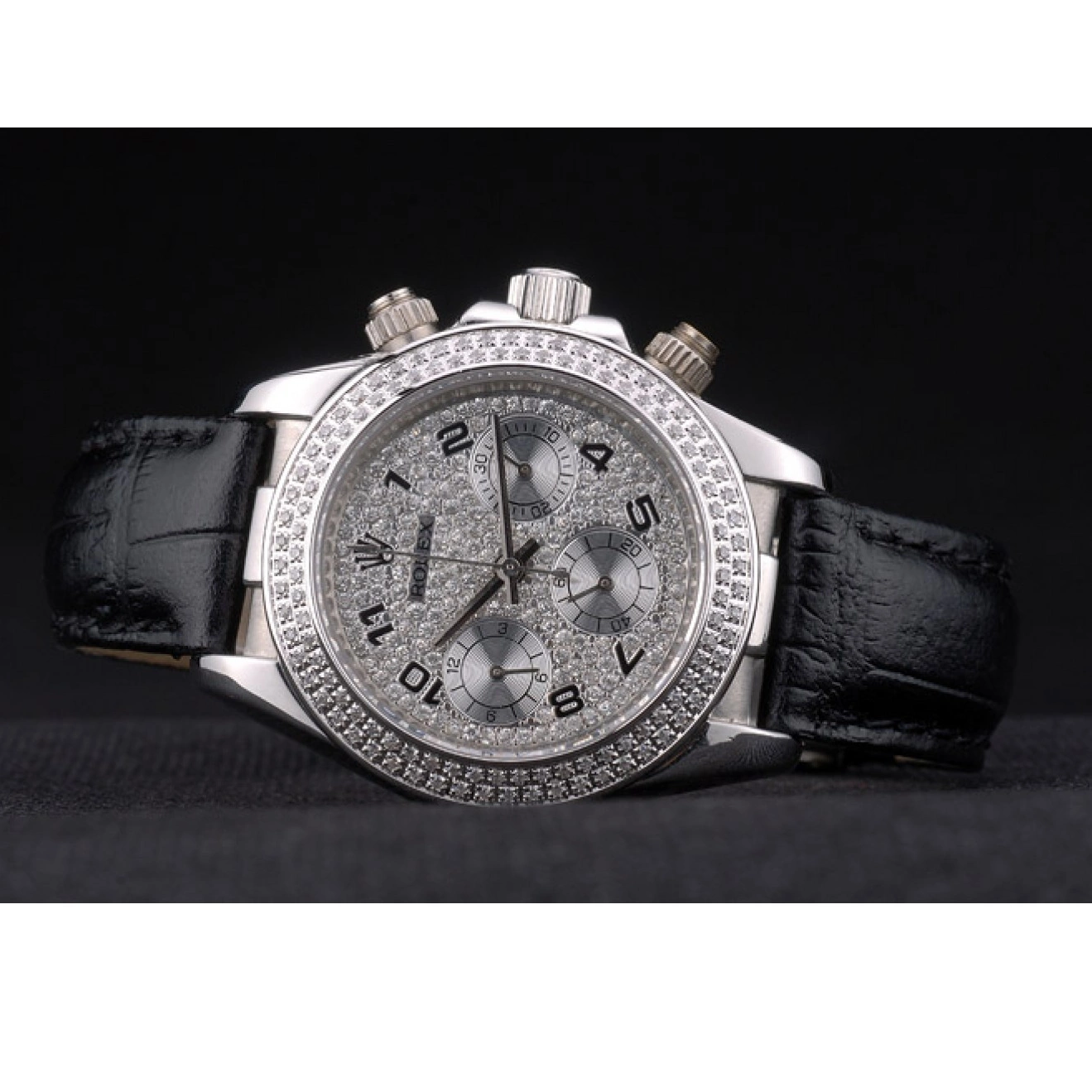 Good Copy Rolex Watches Steel Studded Dial Lady Studded Stainless Crystal Rolex Crystal Daytona Case Bezel 0801